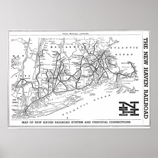 New Haven Railroad 1956 Map Poster (Vorne)