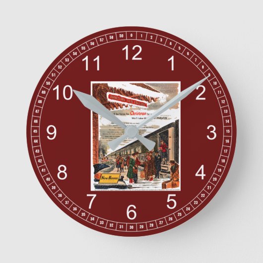 New Haven Railroad Christmas 1947 Schlüsselanhänge Runde Wanduhr (Vorderseite)