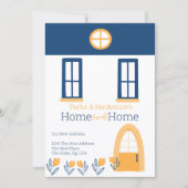 New Home Address Hygge Blue Yellow House Einladung (Vorderseite)