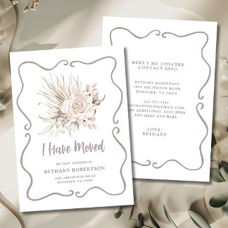 New Home Blush Pink Roses Moving Ankündigung
