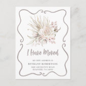 New Home Boho Blush Pink Roses Moving Postkarte (Vorderseite)