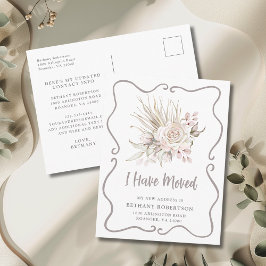 New Home Boho Blush Pink Roses Moving Postkarte