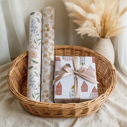 New Home Fun Floral  Geschenkpapier Set