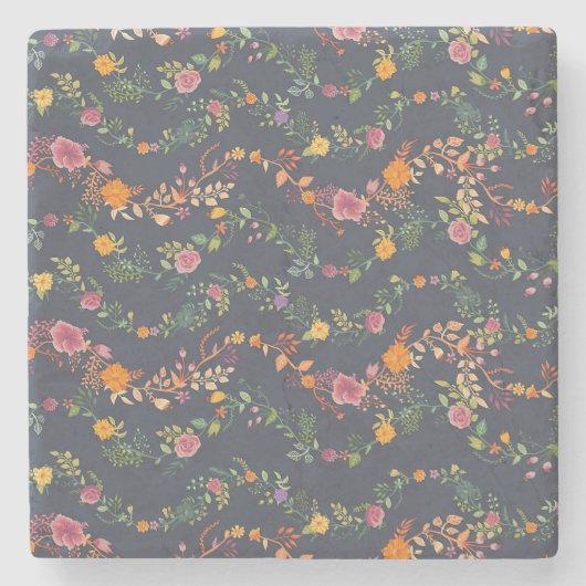New Home Gift Simple Floral Pattern Steinuntersetzer (Vorderseite)