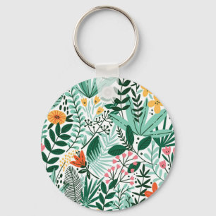 New Home Gift Tropical Seamless Floral Schlüsselanhänger
