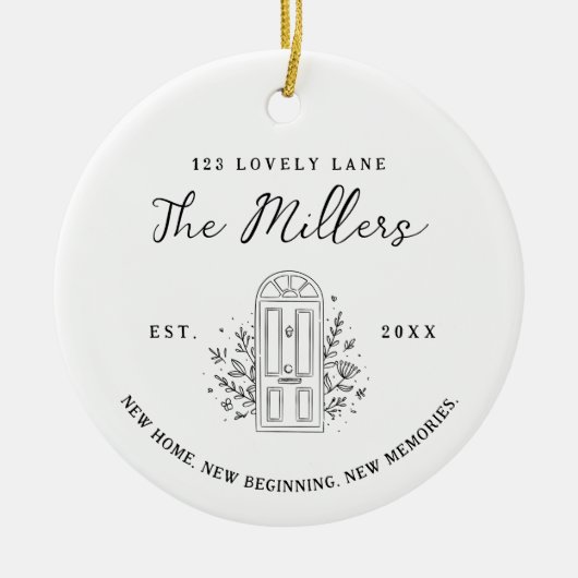 New Home New Beginning Address Photo Custom Keramik Ornament (Vorne)