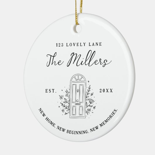 New Home New Beginning Address Photo Custom Keramik Ornament (Links)
