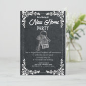 New Home Party Invitation Elegant Chalkboard Hou Einladung (Stehend Vorderseite)