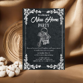 New Home Party Invitation Elegant Chalkboard Hou Einladung