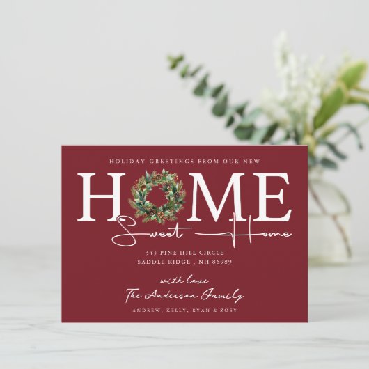 New Home Sweet Home Holiday Moving Announcement Einladung (Stehend Vorderseite)