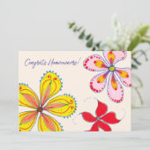 New Homebesitzer Big Blume Glückwunsch Message Car Einladung (Stehend Vorderseite)