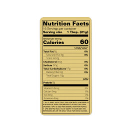 New Honey Nutrition Facts Gold Product Adressaufkleber