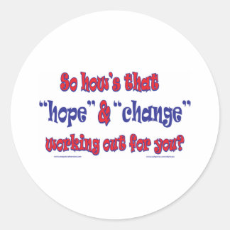 NEW-HOPE-AND-CHANGE-Funky-Skript Runder Aufkleber