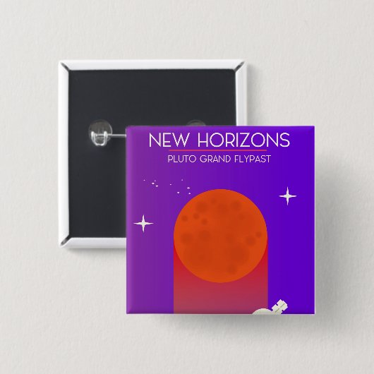 New Horizons Pluto Grand Flypast Weltraumkunst. Button (Vorne & Hinten)