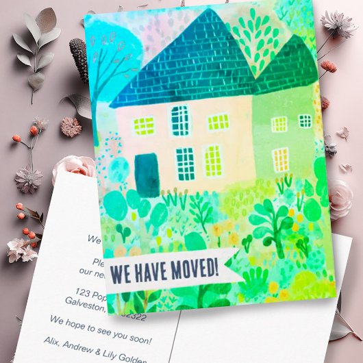 New House Moving Announcement Change Address Sweet Postkarte