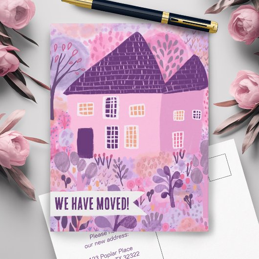 New House Moving Announcement Change Address Sweet Postkarte