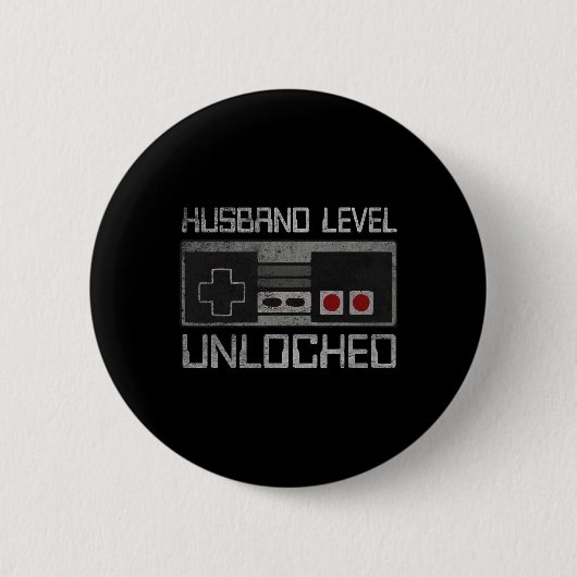 New Husband Level Unlocked Just Married Gamer Bach Button (Vorderseite)