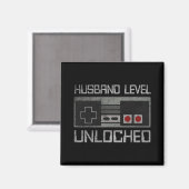 New Husband Level Unlocked Just Married Gamer Bach Magnet (Vorderseite/Rückseite)