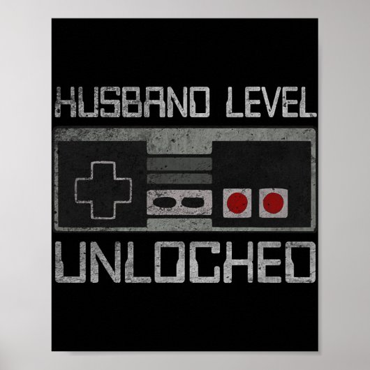 New Husband Level Unlocked Just Married Gamer Bach Poster (Vorne)