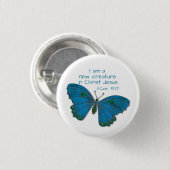 New in Jesus 2 Corinthians 5:17 Blue Butterfly Button (Vorne & Hinten)