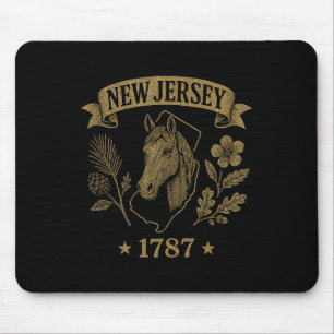 New Jersey 1787 Vintage Pferd Eiche Kiefer Natur E Mousepad