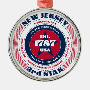 New Jersey 3. Weihnachtsbaumkugelschmuck Ornament Aus Metall