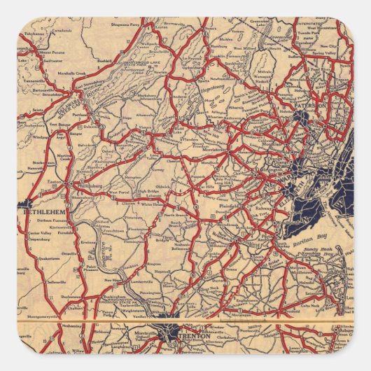 New Jersey 6 Quadratischer Aufkleber (Vorderseite)