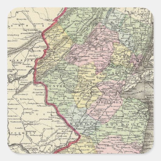 New Jersey 8 Quadratischer Aufkleber (Vorderseite)