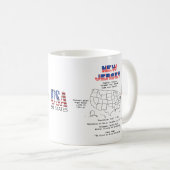 New Jersey American Staat auf einer Karte und nütz Kaffeetasse (VorderseiteRechts)