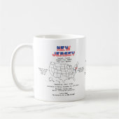 New Jersey American Staat auf einer Karte und nütz Kaffeetasse (Links)