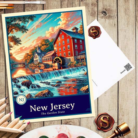 New Jersey | Anime Style Cel Schattenkarte Postkarte