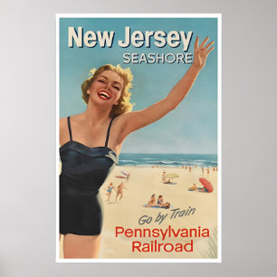 New Jersey Art Beach Poster Home Vintage Druck