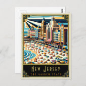 New Jersey | Art Deco Postkarte (Vorne/Hinten)