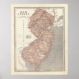 New Jersey Atlas Karte Poster