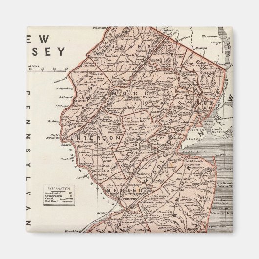 New Jersey Atlas Map Magnet (Vorne)