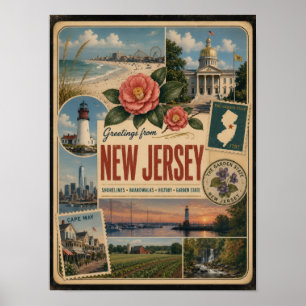 New Jersey Authentischer Vintage-Stil Poster