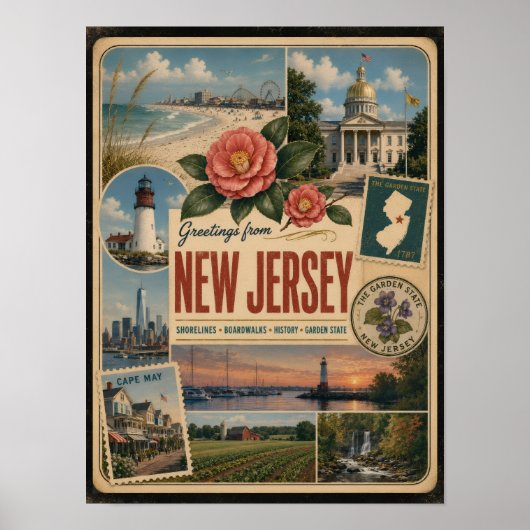 New Jersey Authentischer Vintage-Stil Poster (Vorne)