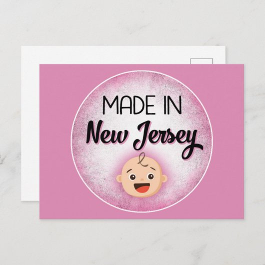 New Jersey Baby Funny Pink New Girl Postcard Postkarte (Vorne/Hinten)
