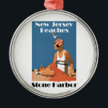 New Jersey Beaches ~ Stone Harbour Ornament Aus Metall<br><div class="desc">Das Strandbad im Retro-Stil der 20er Jahre liegt am Strand von New Jersey.</div>