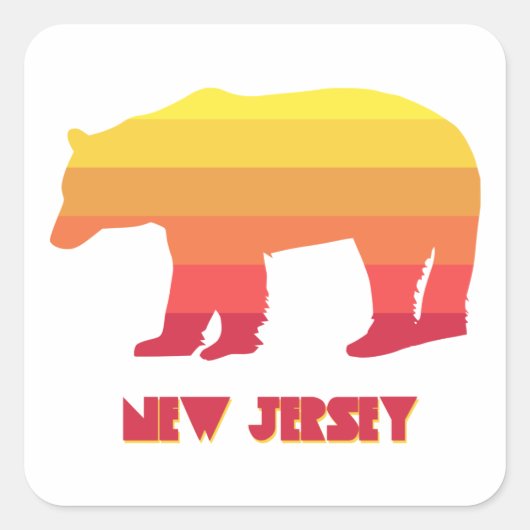 New Jersey Bear Rainbow Quadratischer Aufkleber (Vorderseite)