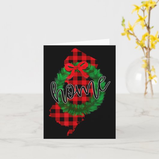 New Jersey Buffalo Plaid Christmas Home Wreath Ret Karte (Gelbe Blume)