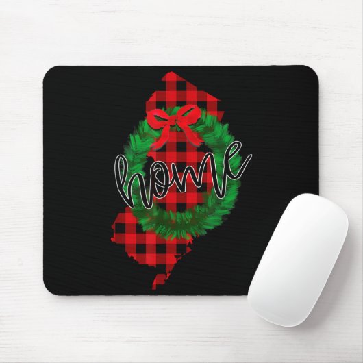 New Jersey Buffalo Plaid Christmas Home Wreath Ret Mousepad (Mit Mouse)