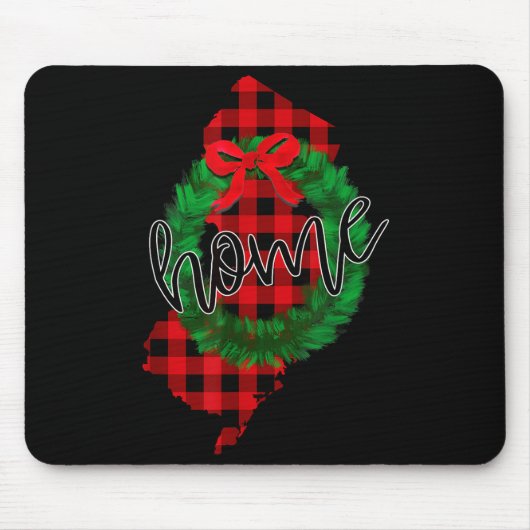 New Jersey Buffalo Plaid Christmas Home Wreath Ret Mousepad (Vorne)