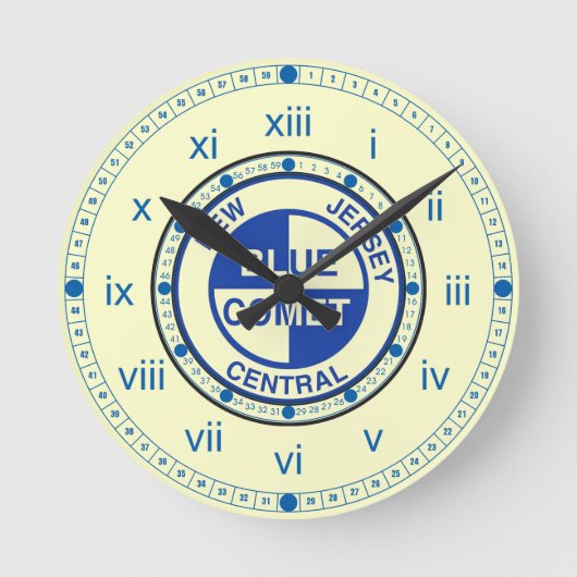 New Jersey Central Blue Comet Train Logo Runde Wanduhr (Vorderseite)