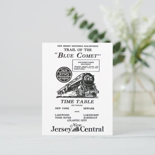 New Jersey Central Blue Comet Train Postkarte (Stehend Vorderseite)