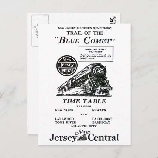 New Jersey Central Blue Comet Train Postkarte (Vorne/Hinten)