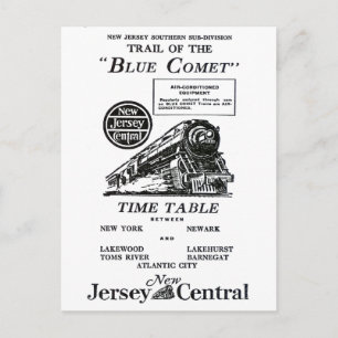 New Jersey Central Blue Comet Train Postkarte
