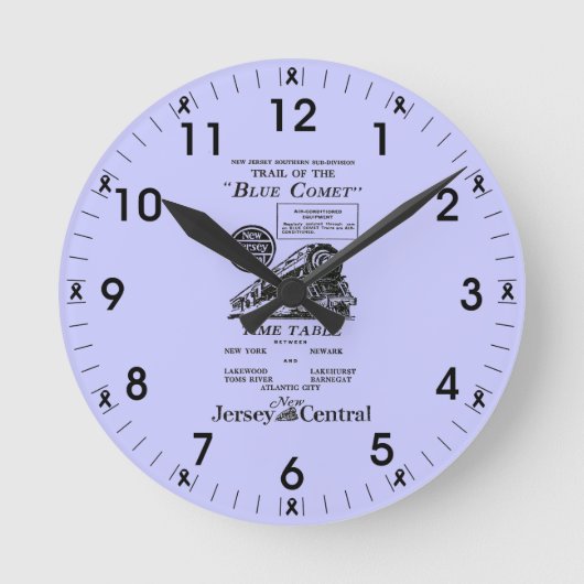 New Jersey Central Blue Comet Train Wall Clock Runde Wanduhr (Vorderseite)
