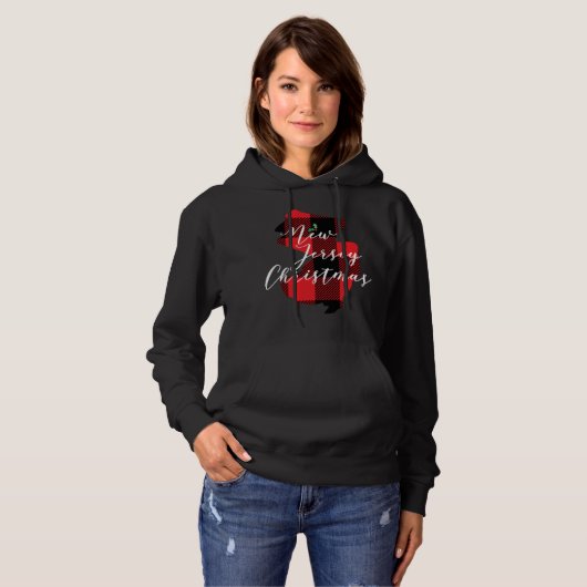 New Jersey Christmas Buffalo Karierter Staat Holid Hoodie (Vorne ganz)
