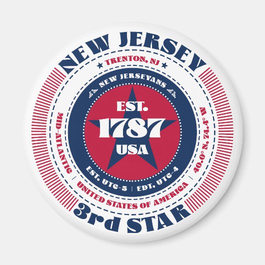 New Jersey Circle Typography Souvenir Magnet (Vorne)